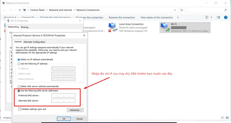 Cách đổi DNS Viettel trên Windows 10